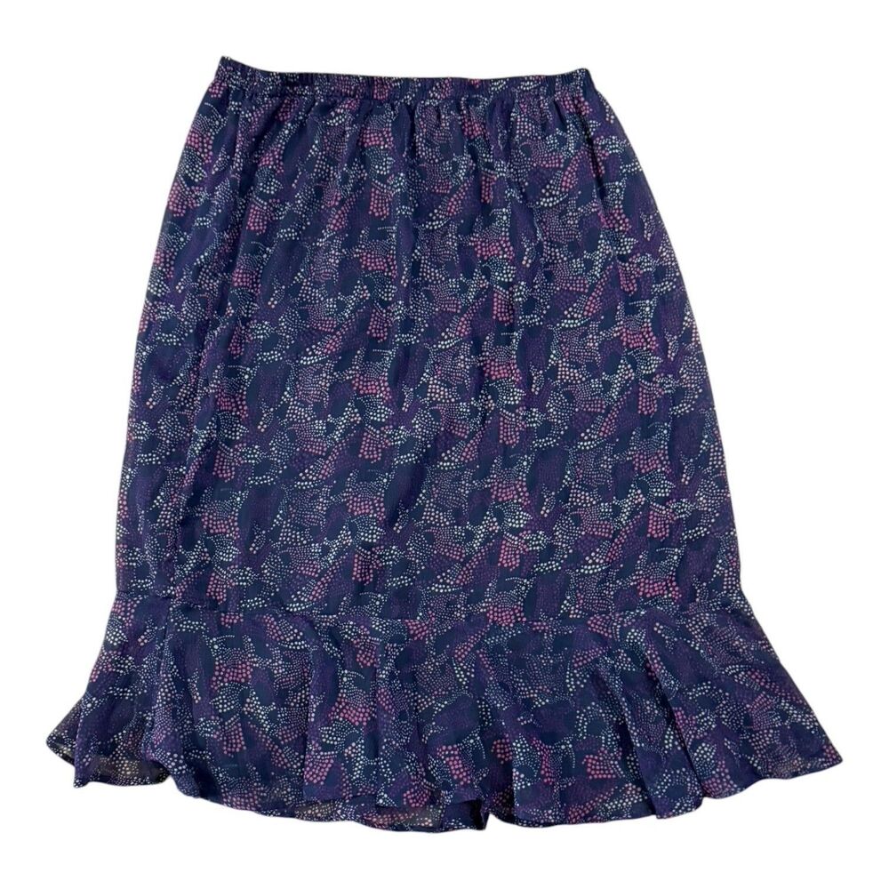 Anthony Richards 18W Plus Size Dotted Ruffle Hem Midi Skirt Blue